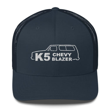 K5 Blazer trucker hat from aggressive thread in navy